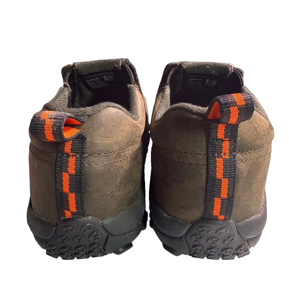 Merrell Work Men’s Jungle Moc Leather Composite Toe Slip on Work shoes Brown 8